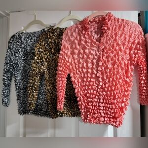 3 Textured- Popcorn/bubble Magic Tops- One Size Fits Most